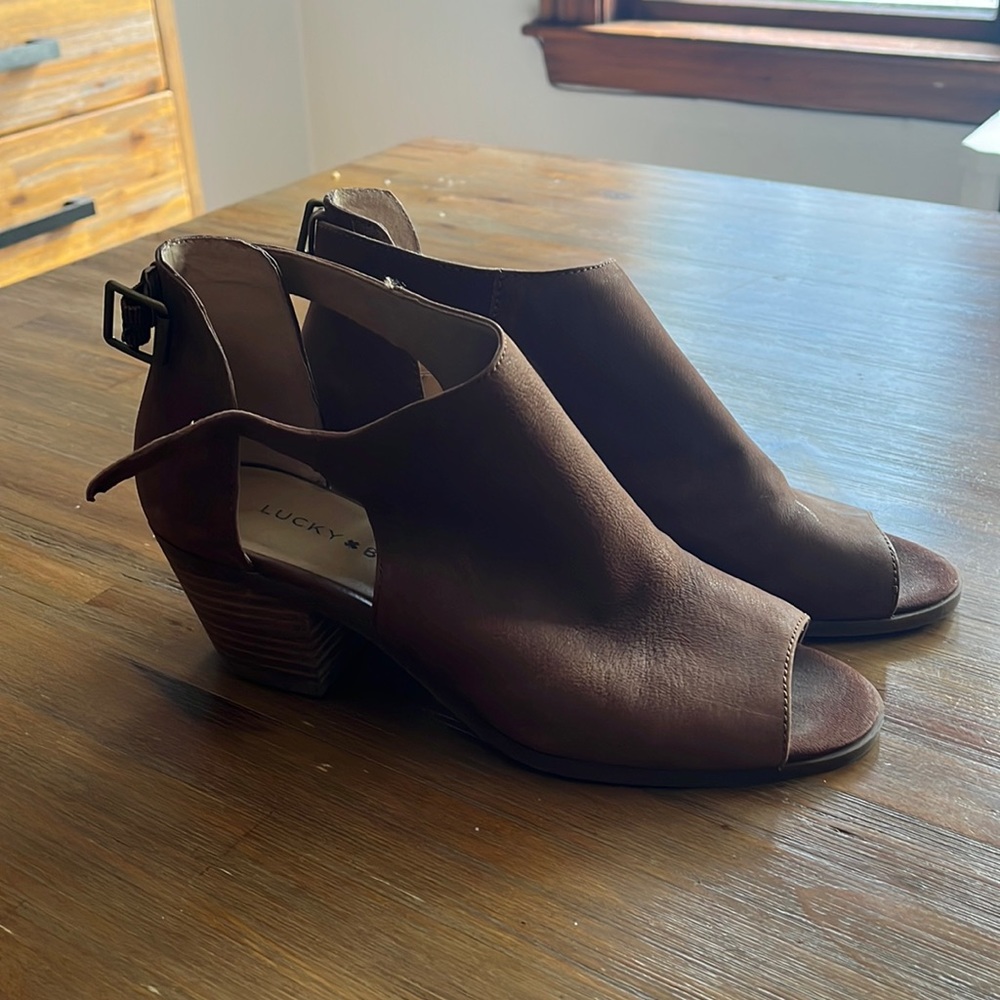 Cute brown faux leather booties